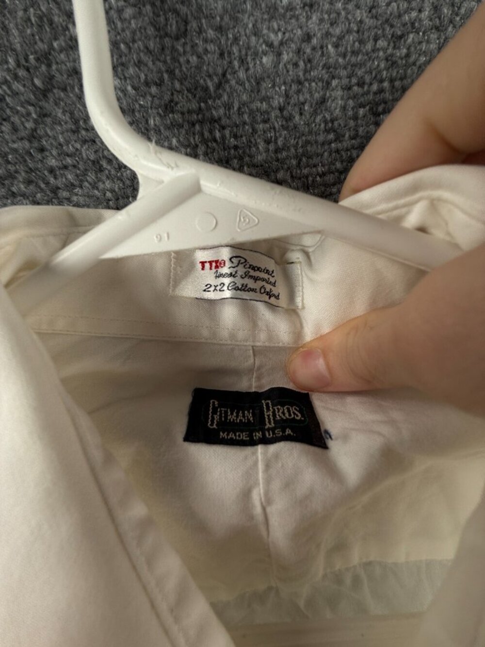 Gitman Bros Cotton White Button Up Shirt Long Sleeve Men 17.5 34 USA TTX Woven - Picture 8 of 16